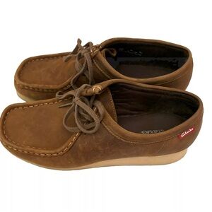 CLARKS Brown Women's Size 8M Padmora Brown Smooth Leather Lace Up Shoes #60499